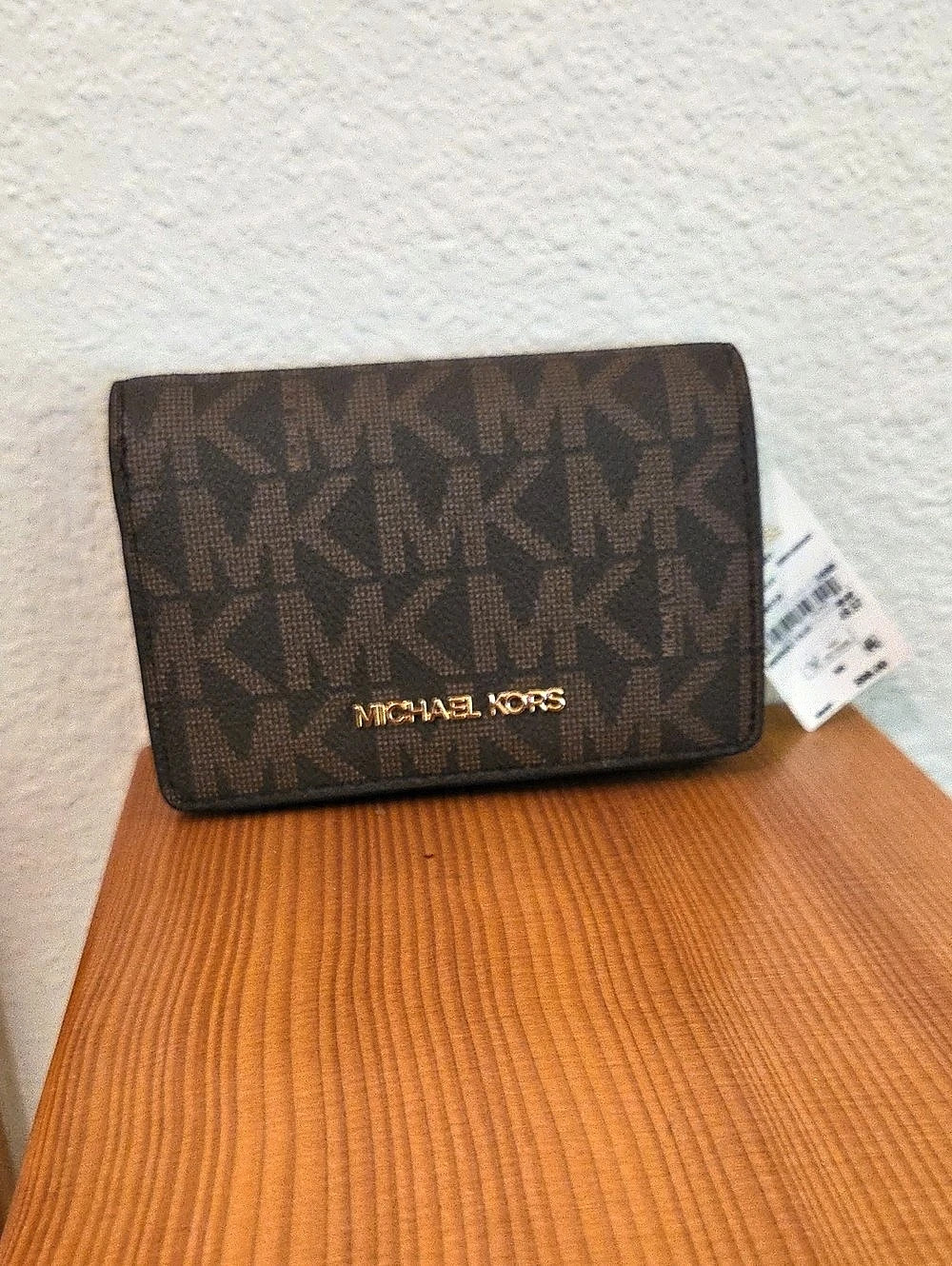 Michael Kors MK Pop Charm Medium Signature Logo Wallet Brown